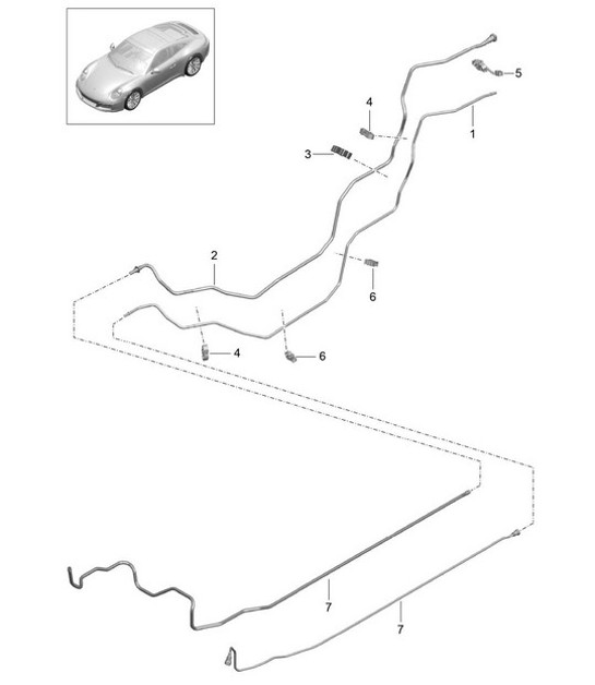 Diagram 201-010 Porsche 356 (1950-1965) Fuel System, Exhaust System