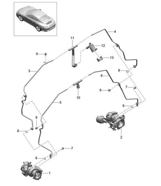Diagram 202-007 Porsche Boxster 718 (982) 2017>> Fuel System, Exhaust System