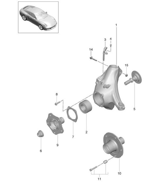 Diagram 401-005 Porsche Macan (95B) MK1 (2014-2018) Front Axle, Steering 