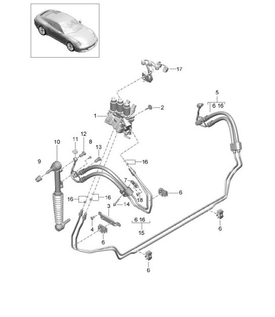 Diagram 402-030 Porsche 997 MKII Carrera C4 3.6L 2009-12 Front Axle, Steering 