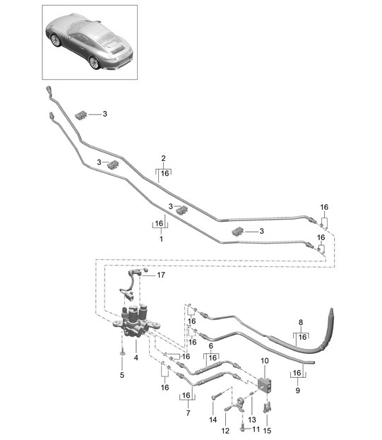 Lines / Underbody /  PDCC - Center, PR:031,352 - 991.2 Carrera 2017-19