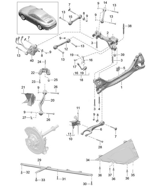 Diagram 501-001 Porsche Cayenne 9PA1 (957) 2007-2010 Rear Axle