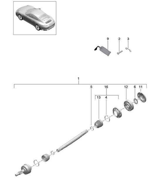Diagram 501-005 Porsche 356 (1950-1965) Rear Axle