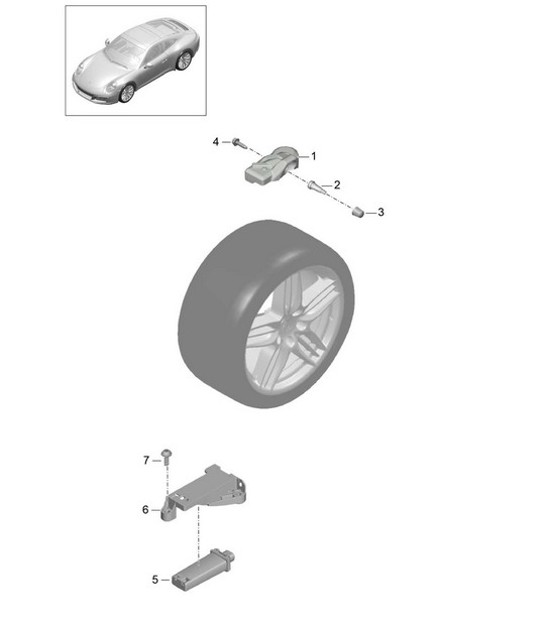 Diagram 601-005 Porsche 997 (911) MK1 2005-2008 Wheels, Brakes