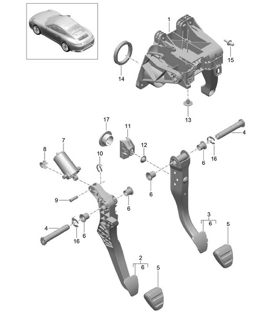 Pedals / Brake pedal / Clutch pedal 991.2 Carrera 2017-19
