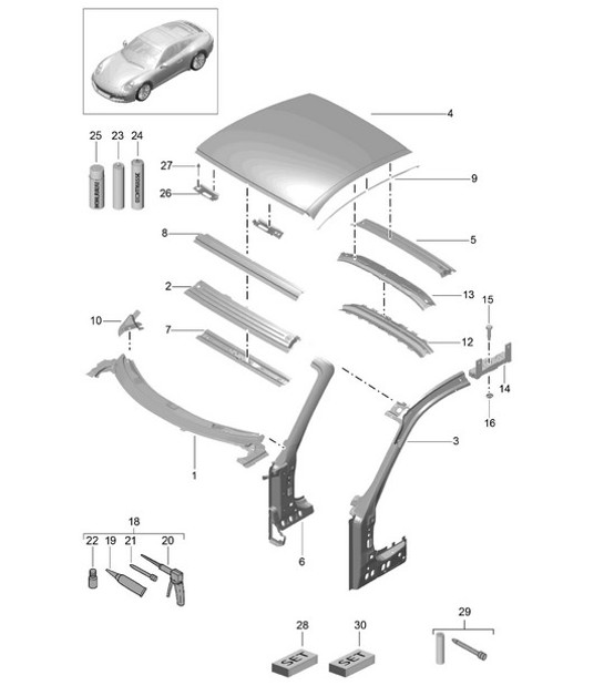 Diagram 801-045 Porsche Macan (95B) MK1 (2014-2018) Body