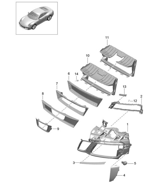 Air guide FRONT  bumper - Sport Design package, PR:XAS,XAT - 991.2 Carrera 2017-19