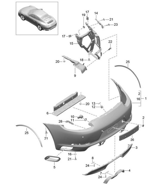 Diagram 802-016 Porsche Boxster 986 2.7L 2003-04 Body
