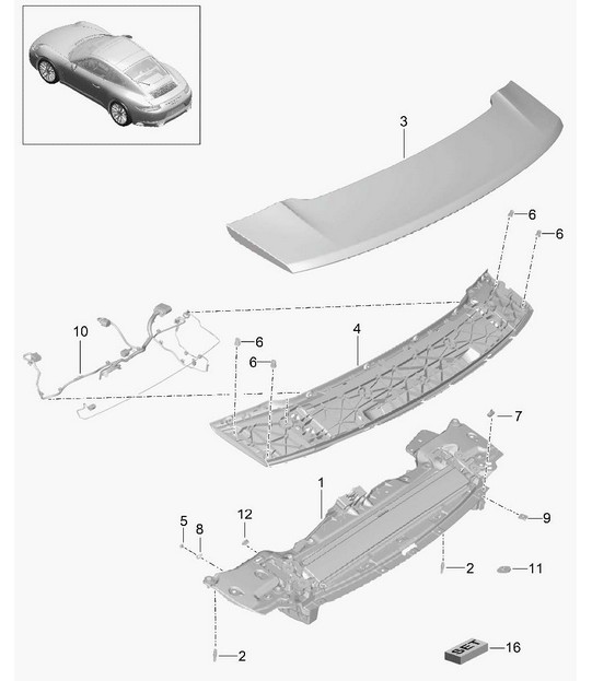 Rear spoiler 991.2 Carrera 2017-19