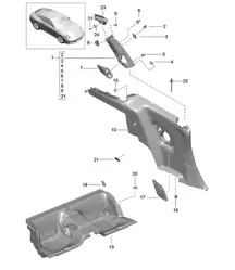 Side panel trim / Seat well / B-pillar - COUPE - 991.2 Carrera 2017-19
