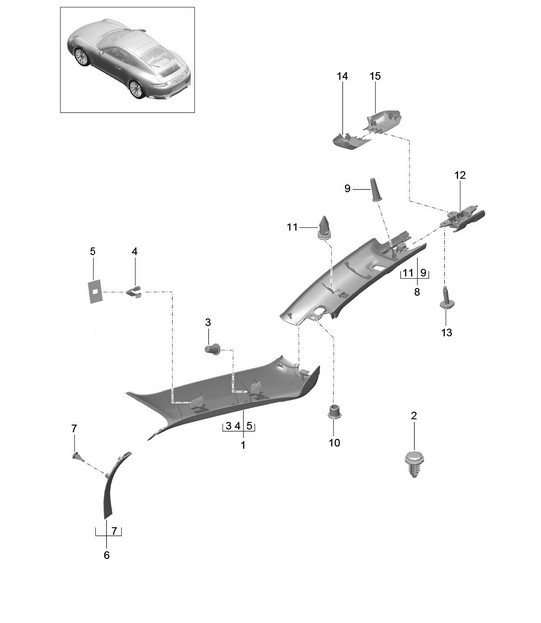 A-pillar / Windshield frame - CABRIO - 991.2 Carrera 2017-19
