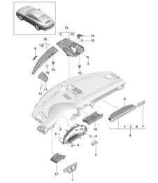 Accessories / Instrument panel trim / Upper part 991.2 Carrera 2017-19