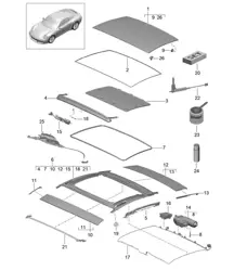 Sliding/tilting roof - PR:651, External sliding roof - 991.2 Carrera 2017-19