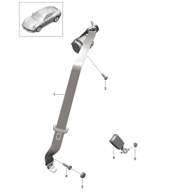 Seat belt - REAR - 991.2 Carrera 2017-19