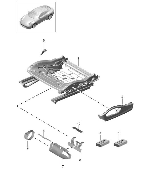 Seat frame / Sports seat Plus / Accessories 991.2 Carrera 2017-19