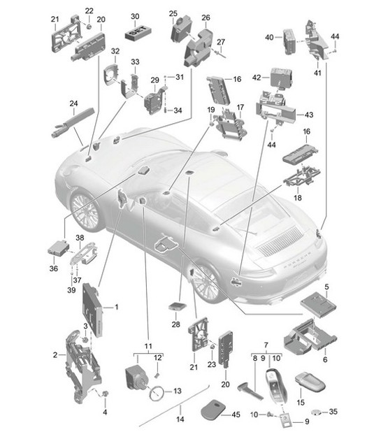 Diagram 901-004 Porsche Cayman 718C (982C) 2017>> Electrical equipment