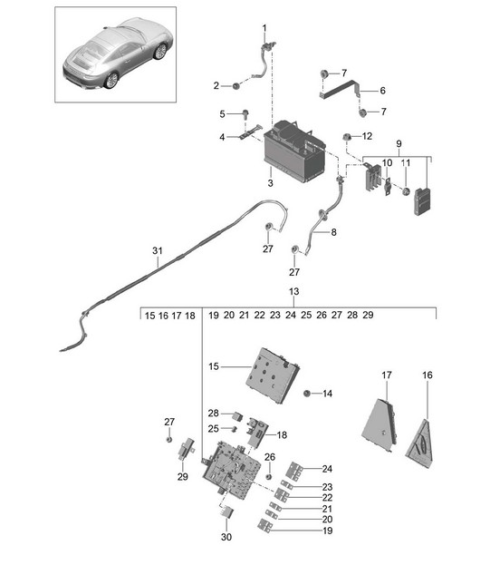 Battery / Power distributor 991.2 Carrera 2017-19