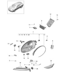 Headlights / Additional headlight / Turn signal indicator / Side marker light / Turn signal repeater - PR:601, XENON - 991.2 Carrera 2017-19