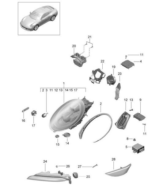 Diagram 905-003 Porsche 997 (911) MK1 2005-2008 Electrical equipment