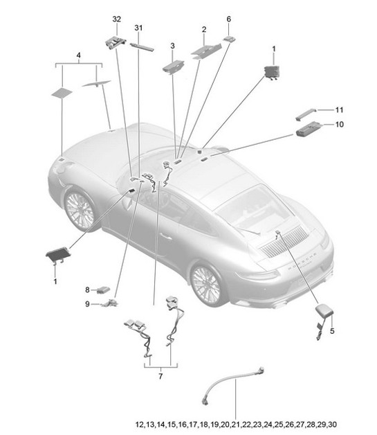 Diagram 911-002 Porsche Cayman 718C (982C) 2017>> Electrical equipment