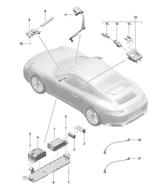 Diagram 911-004 Porsche Cayman 718C (982C) 2017>> Electrical equipment