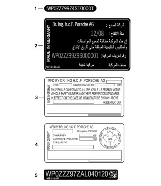 Diagram 003-010 Porsche 997 (911) MK1 2005-2008 Accessories & others 