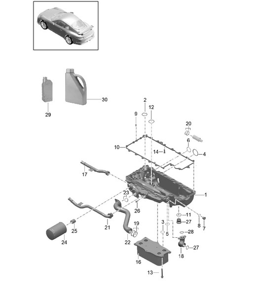 Oil filter / Console (Model: DGG,DGGA,DGGB DNS,DSD) 991 GT3 4.0L 2014-21