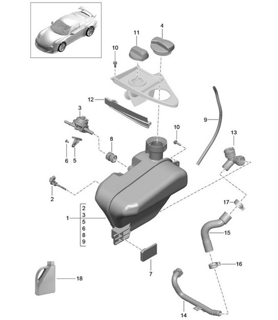 Diagram 105-025 Porsche Cayman 718C (982C) 2017>> Engine