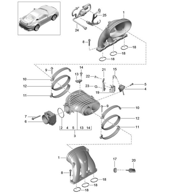 Diagram 107-010 Porsche Macan (95B) MK1 (2014-2018) Engine