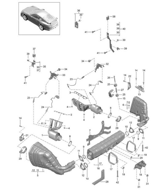 Diagram 202-000 Porsche Boxster S 981 3.4L 2012-16 Fuel System, Exhaust System