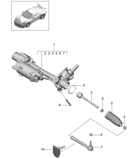 Diagram 403-000 Porsche Boxster S 986 3.2L 2003-04 Front Axle, Steering 