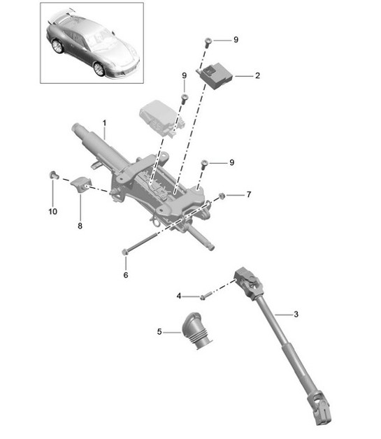 Diagram 403-050 Porsche 356 (1950-1965) Front Axle, Steering 
