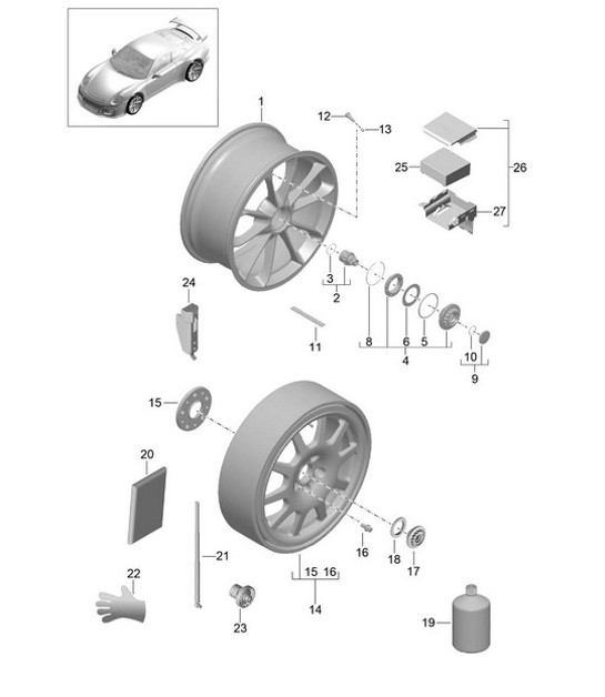 Diagram 601-001 Porsche 991 Carrera C2 3.4L (350Bhp) Wheels, Brakes