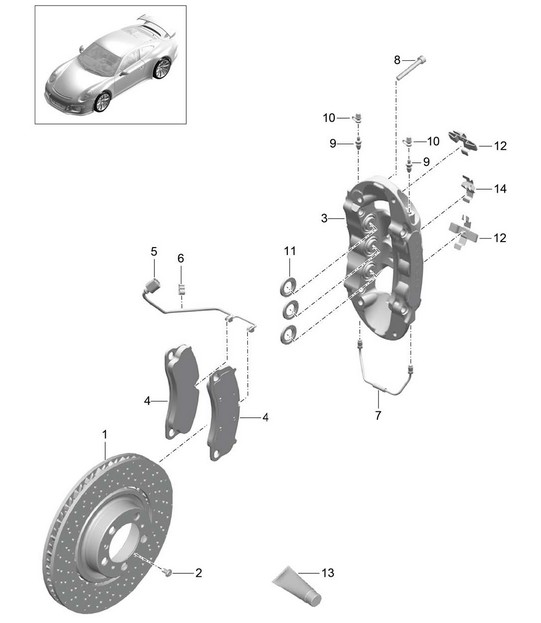 Disc brake / Front axle - PR:450, PCCB - 991 GT3/RS 2018>>
