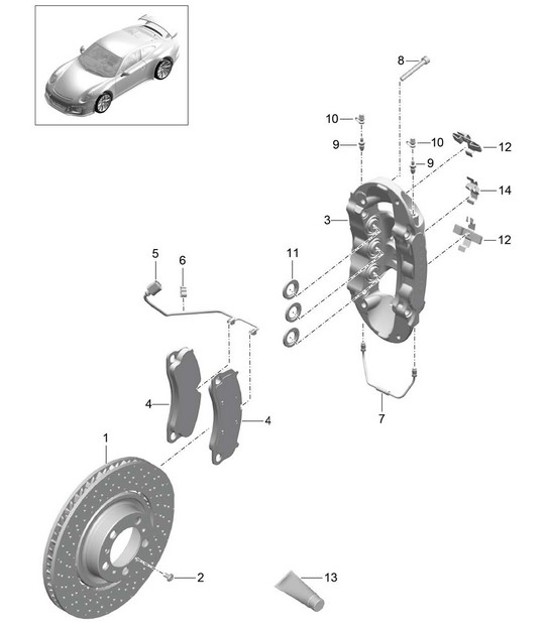 Diagram 602-015 Porsche 991 GT3 RS 4.0L（500马力） 车轮、制动器