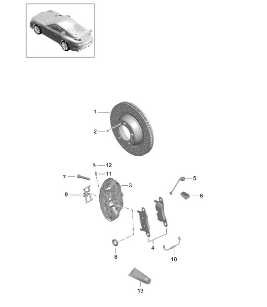 Disc brake / Rear axle 991 R/GT3/RS 2014-17