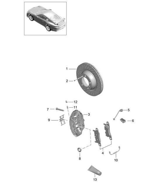 Diagram 603-010 Porsche 911 & 912 (1965-1989) Wheels, Brakes