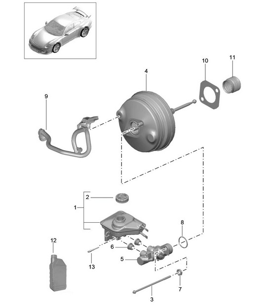 Brake master cylinder / Brake servo 991 GT3/RS 2018>>