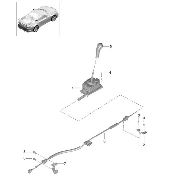 Diagram 701-000 Porsche 911 & 912 (1965-1989) Hand Lever System, Pedal Cluster 