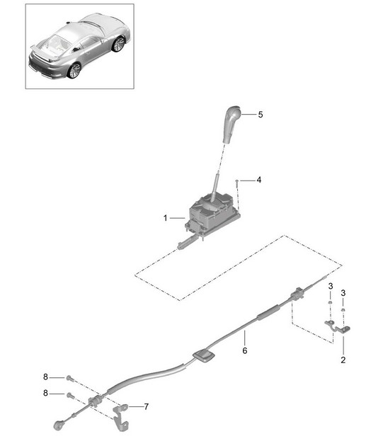 Selector lever - PDK, PR:250 - 991 GT3/RS 2018>>