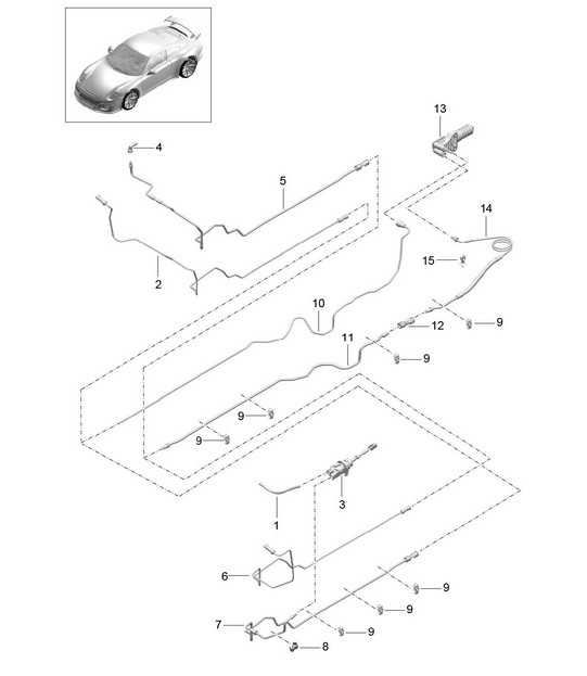 Clutch actuation / Clutch master cylinder / Clutch slave cylinder / Lines - PR:486 - 991 R/GT3/RS 2014-17