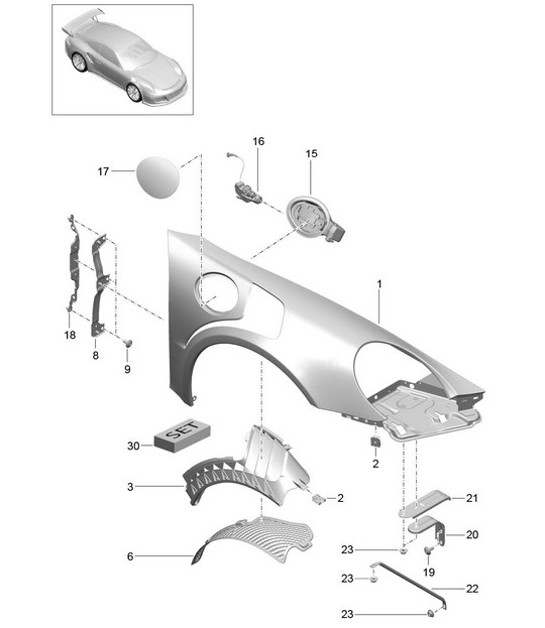 Diagram 801-042 Porsche 997 (911) MK1 2005-2008 Body