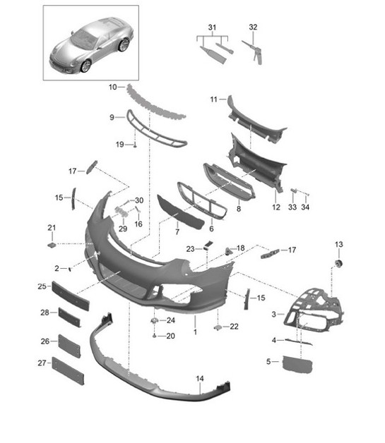 Diagram 802-004 Porsche Boxster 986/987/981 (1997-2016) Carrocería