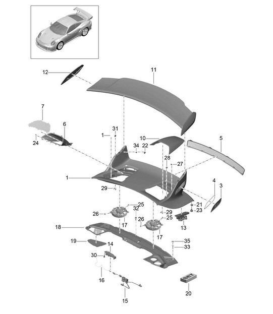 Rear lid / Rear spoiler 991 GT3 2018>>