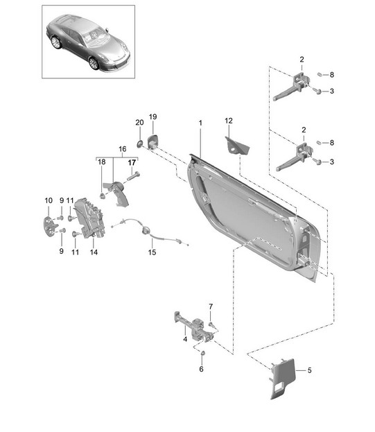 Door shell / Installation parts / Door lock 991 (911) R 2014-21
