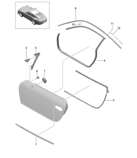 Door seal and Trim 991 (911) R 2014-21