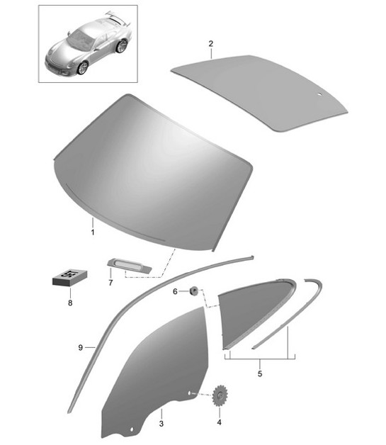 Diagram 805-000 Porsche 997 (911) MK1 2005-2008 Body