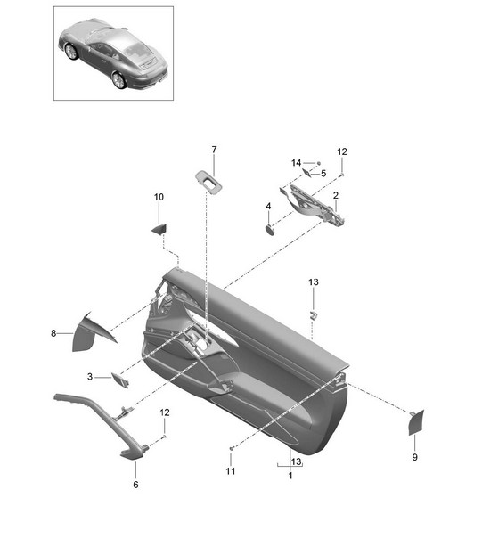 Door panel / Accessories / Leather package (PR:811,-981) 991 (911) R 2014-21