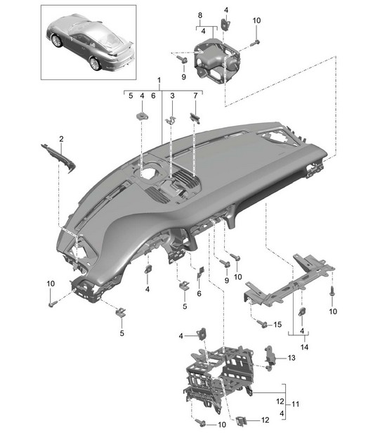 Instrument panel trim / Upper part / with: Fasteners 991 GT3 2014-21