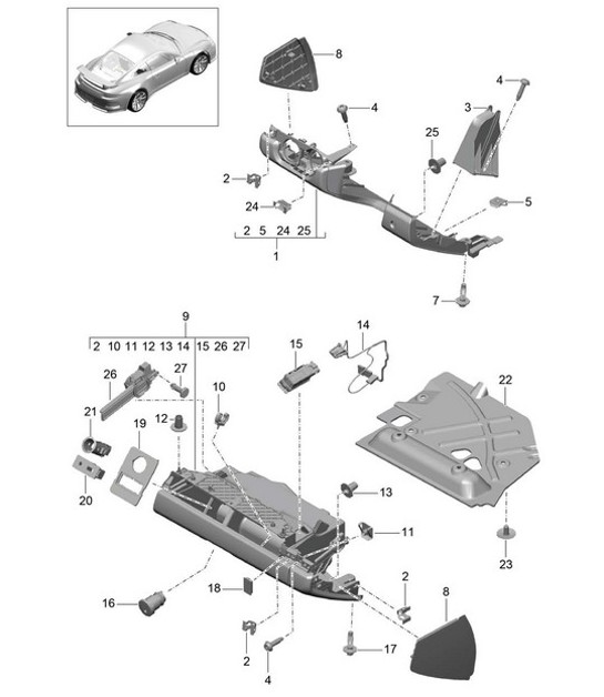 Diagram 809-010 Porsche 991 (911) MK2 2016-2019 Body